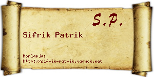 Sifrik Patrik névjegykártya